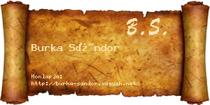 Burka Sándor névjegykártya