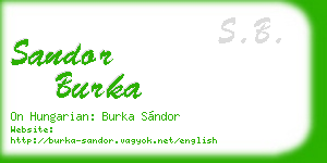 sandor burka business card